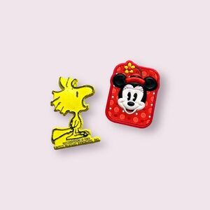 Set Of Two Refrigerator Magnets Peanuts 1965 Woodstock And Minnie Mouse